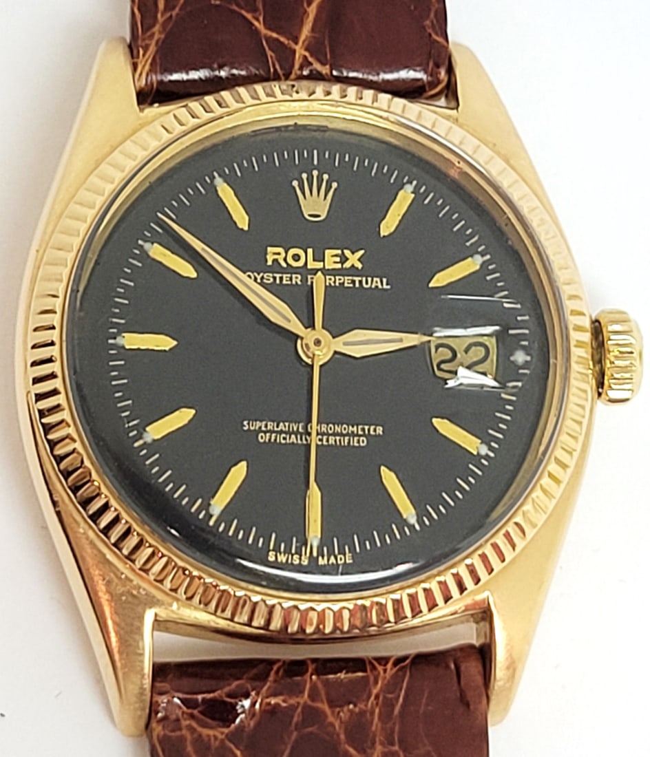 Solid 18k Rose Gold ROLEX Bubble Back Automatic Watch 1960s Ref 6605* EXLNT RARE - 6