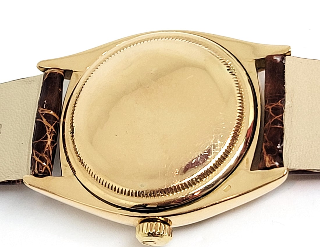 Solid 18k Rose Gold ROLEX Bubble Back Automatic Watch 1960s Ref 6605* EXLNT RARE - 8