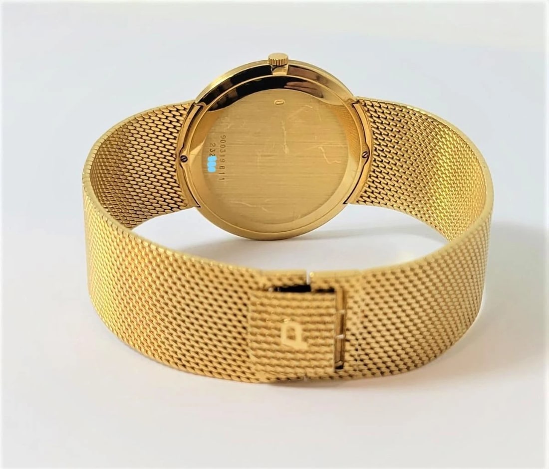 Unisex PIAGET ALTIPLANO 18k Yellow Gold Winding Watch Mesh Bracelet Ref 900319 - 4