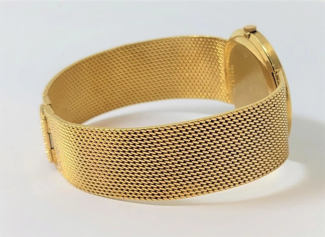 Unisex PIAGET ALTIPLANO 18k Yellow Gold Winding Watch Mesh Bracelet Ref 900319 - 5