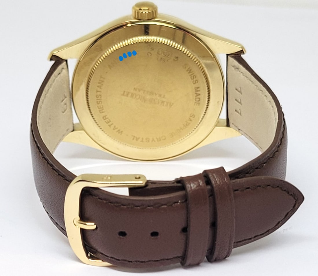 Men's Solid 18k ARMAND NICOLET Tramelan Automatic Date Watch* EXLNT - 4