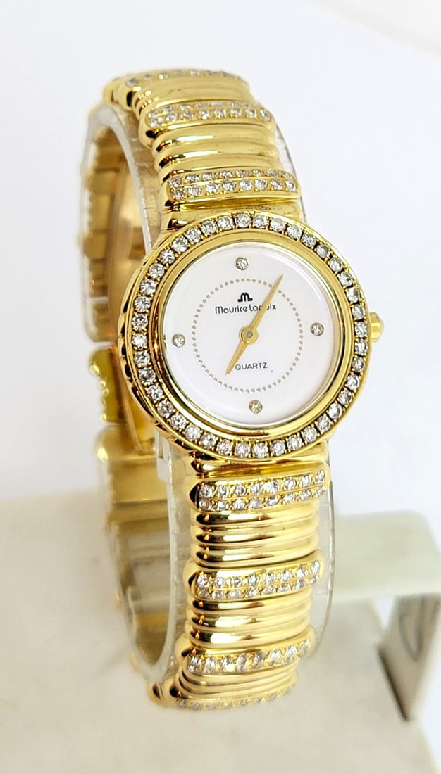 Solid 18k Gold MAURICE LACROIX Monaco Ladies Watch with 3.20 ct Diamonds* EXLNT - 2