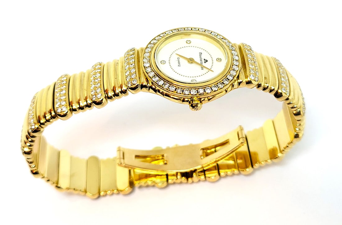 Solid 18k Gold MAURICE LACROIX Monaco Ladies Watch with 3.20 ct Diamonds* EXLNT - 6