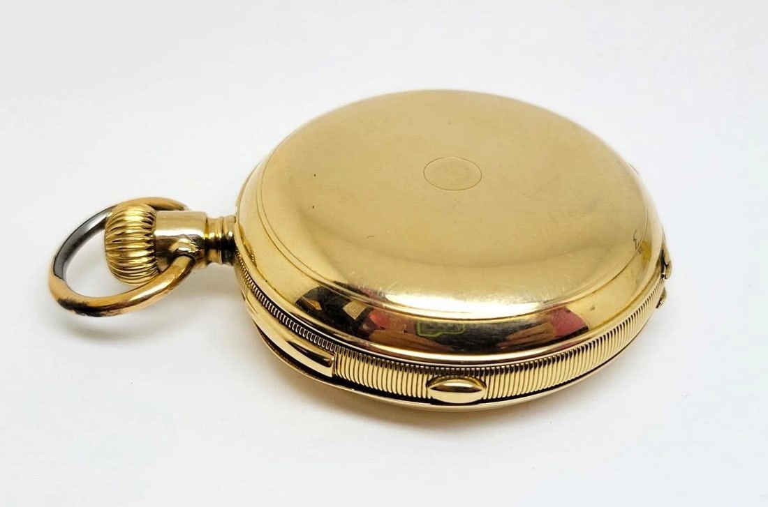 Antique 14k JULES MONTANDON Quater REPEATER Chronograph Hunter Case Pocket Watch - 15