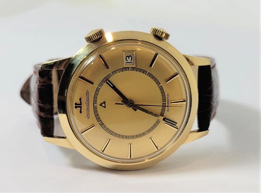 Vintage 18k JAEGER-LeCOULTRE Automatic MEMOVOX Alarm Watch Cal.825 RARE SERVICED - 2