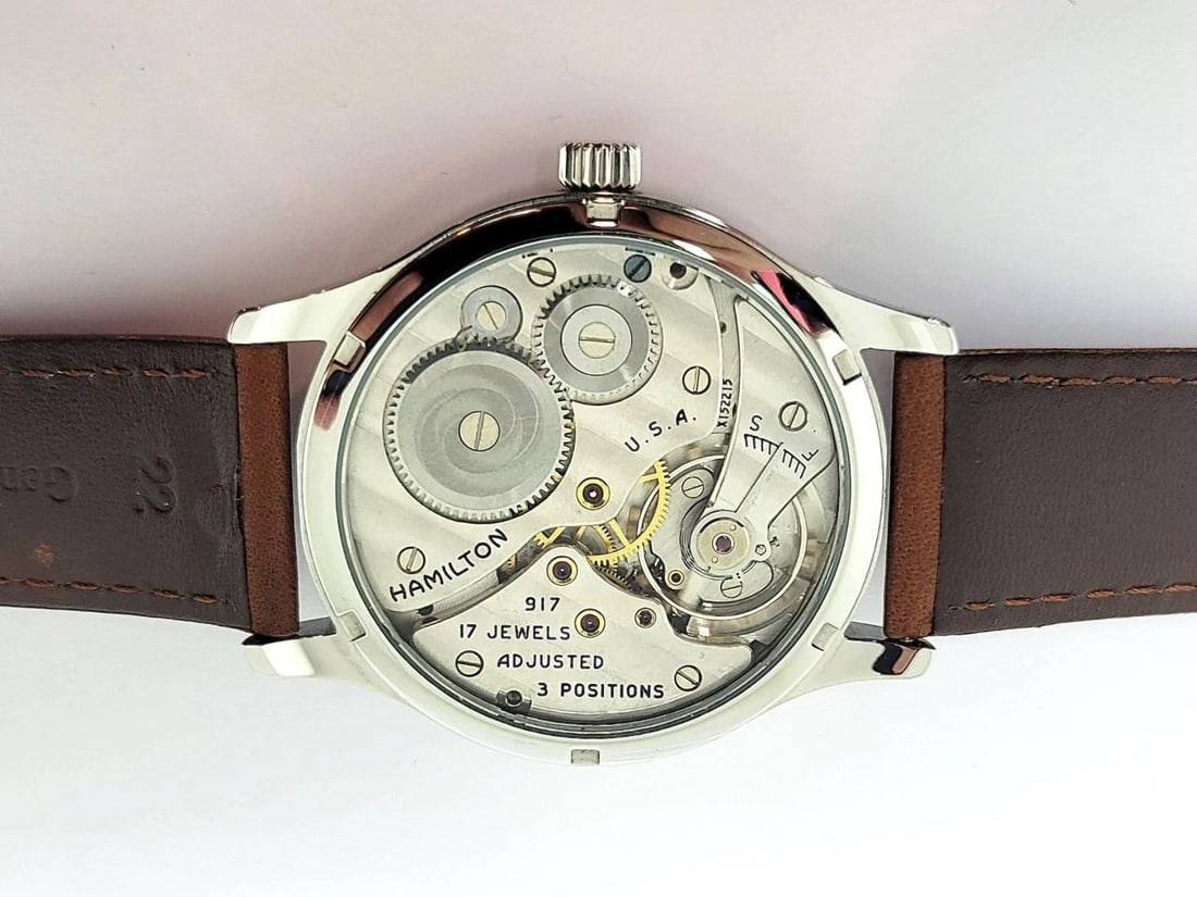 Mens S/Steel High Grade HAMILTON Winding Watch Cal 917 Re-Cased* Rose/Black DIAL - 8