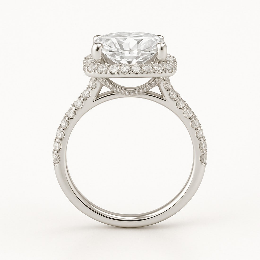 7.50 CT Cushion-Cut lab-grown diamond Diamond Halo Engagement Ring in 14K White Gold - 2