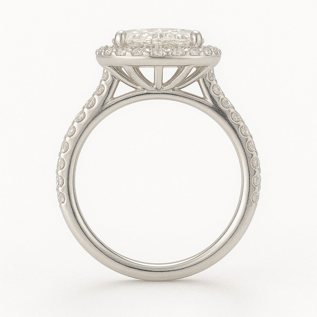 5 CT Oval-Cut lab-grown diamond Diamond Halo Engagement Ring in 14K White Gold - 2