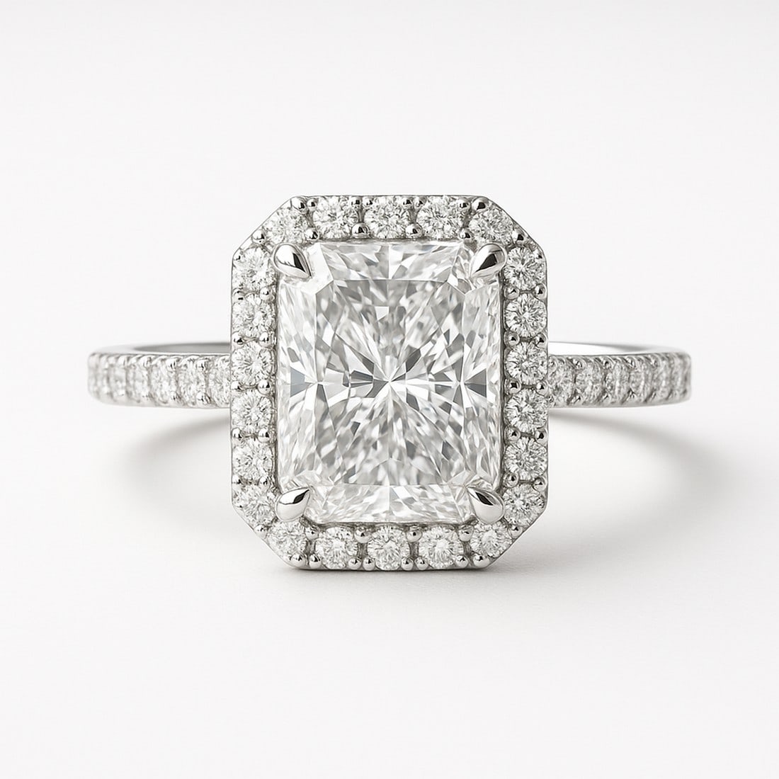 5 CT Radiant-Cut lab-grown diamond Diamond Halo Engagement Ring in 14K White Gold - 2