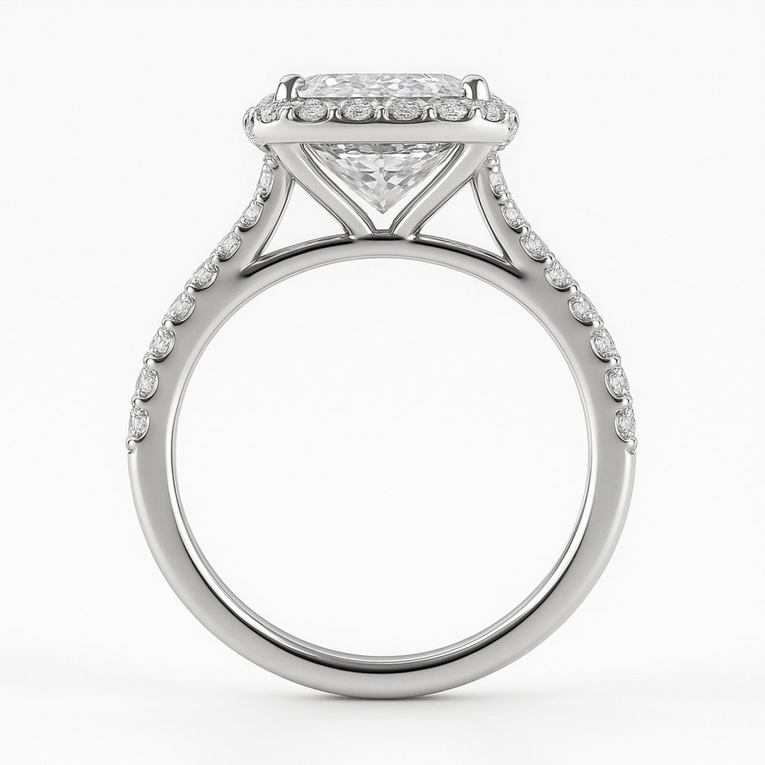 5 CT Radiant-Cut lab-grown diamond Diamond Halo Engagement Ring in 14K White Gold - 3