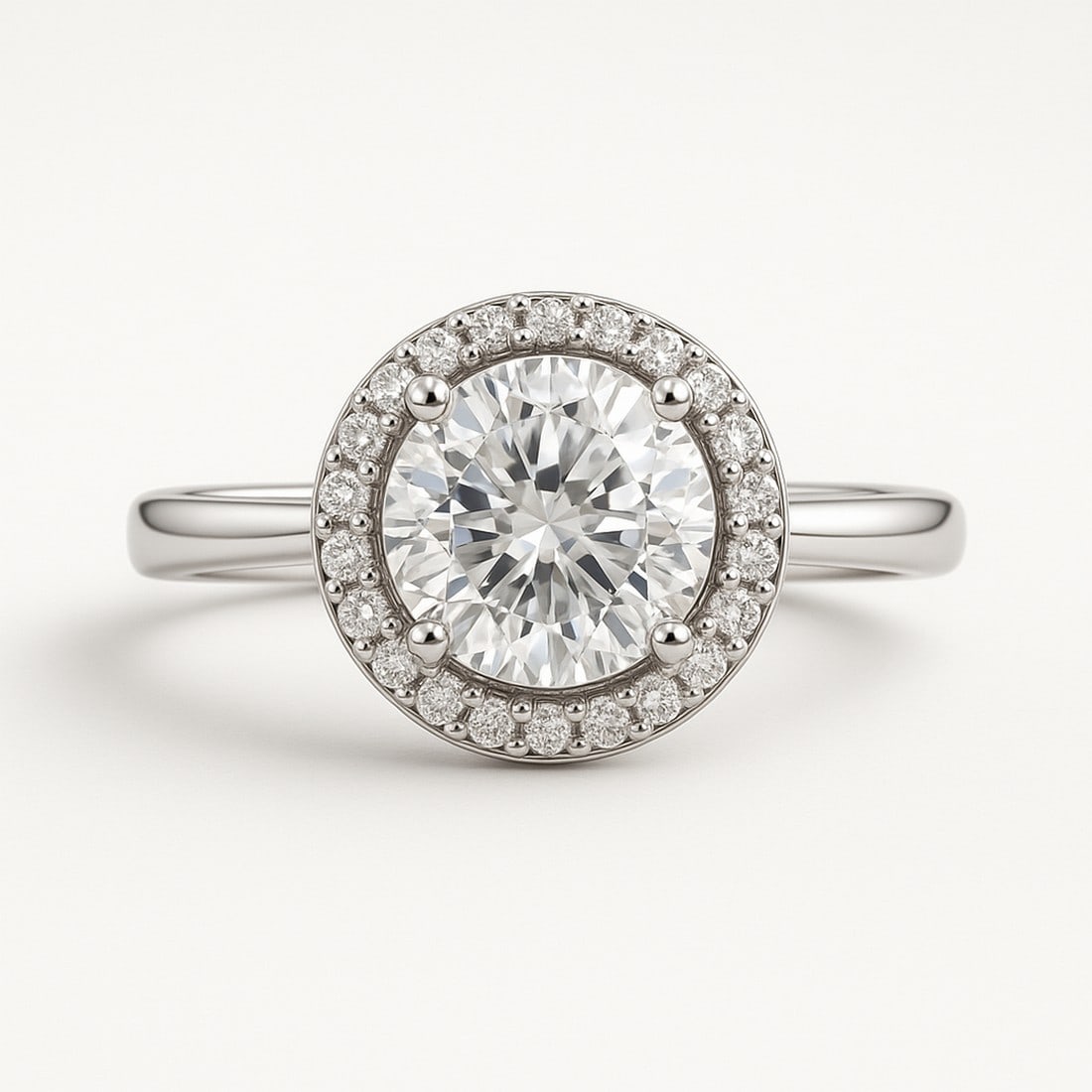 4 CT Round-Cut lab-grown diamond Diamond Halo Engagement Ring in 14K White Gold - 2