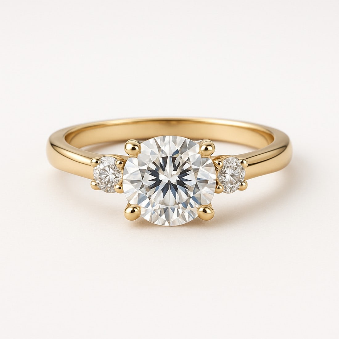 3.50 CT Round-Cut lab-grown diamond Diamond Three-Stone Ring in 14K Yellow Gold (1 of 2)