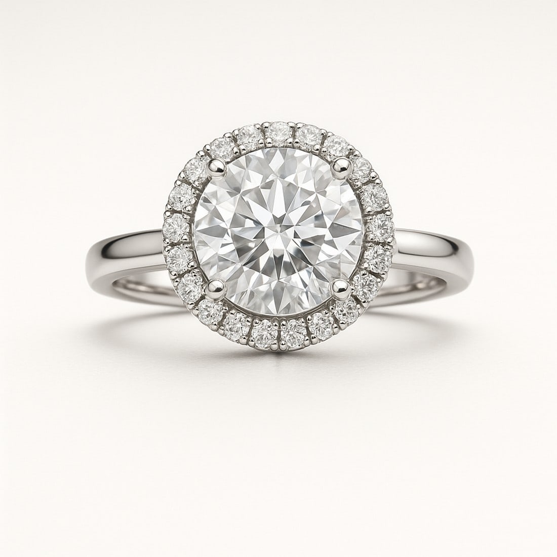 6 CT Round-Cut lab-grown diamond Diamond Halo Engagement Ring in 14K White Gold (1 of 4)