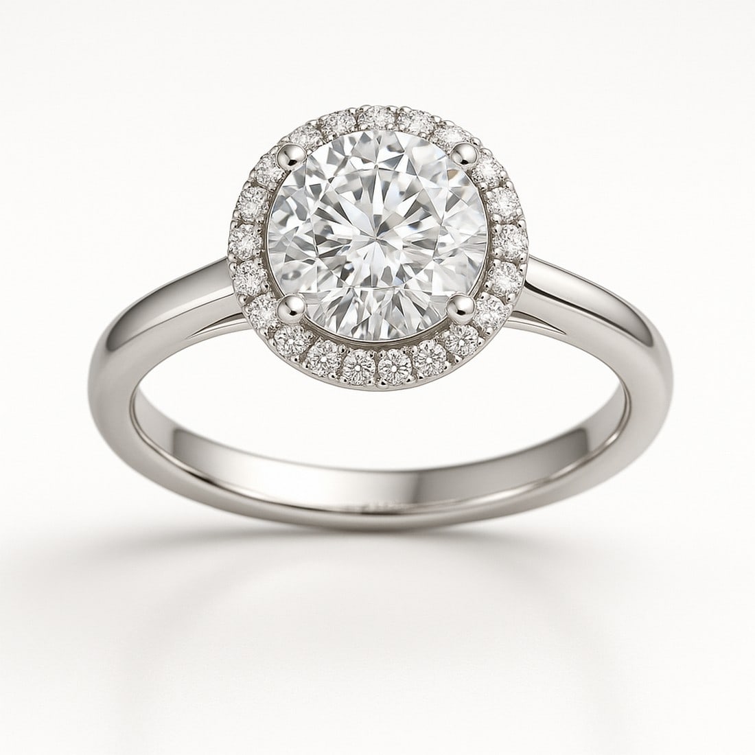 6 CT Round-Cut lab-grown diamond Diamond Halo Engagement Ring in 14K White Gold - 2