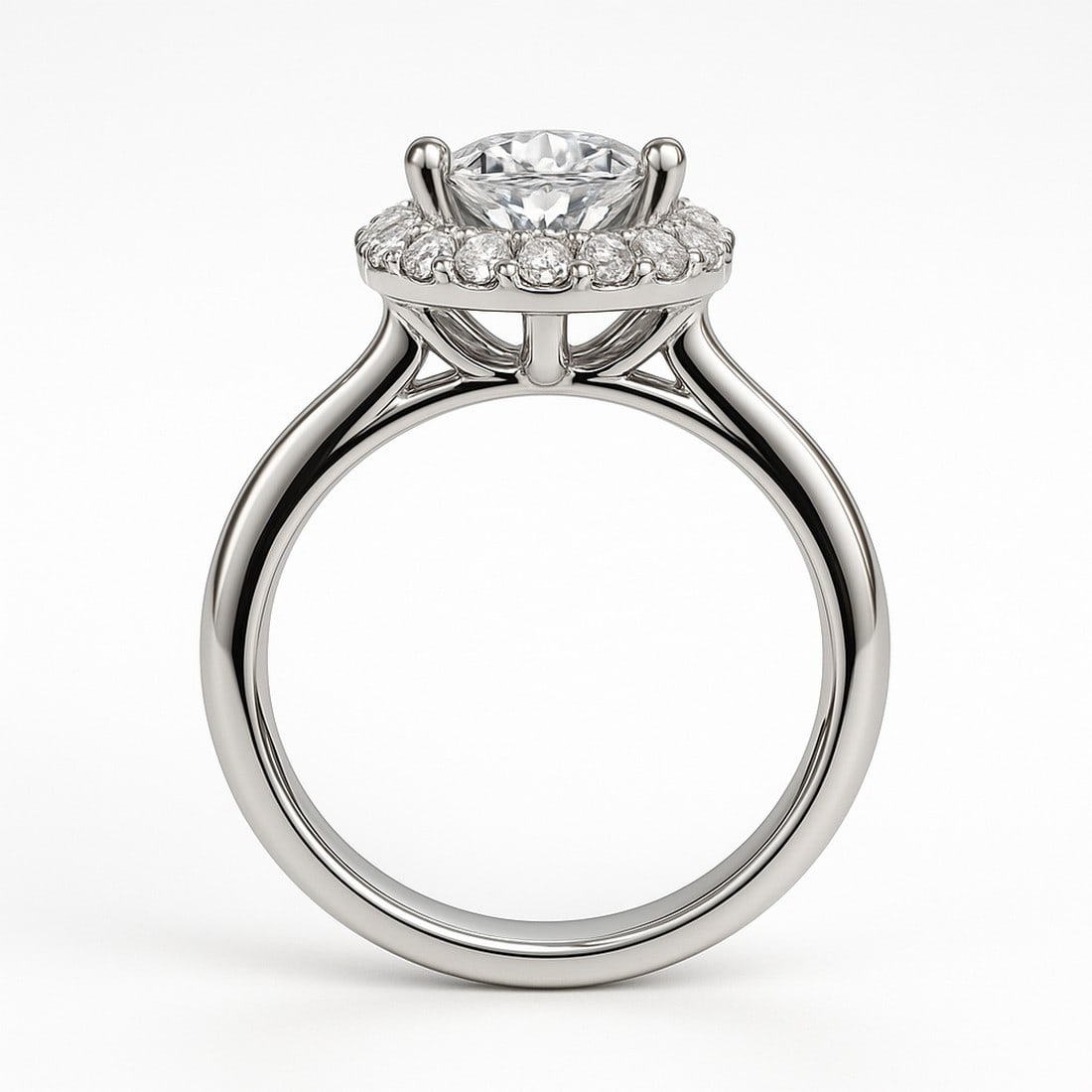6 CT Round-Cut lab-grown diamond Diamond Halo Engagement Ring in 14K White Gold - 4