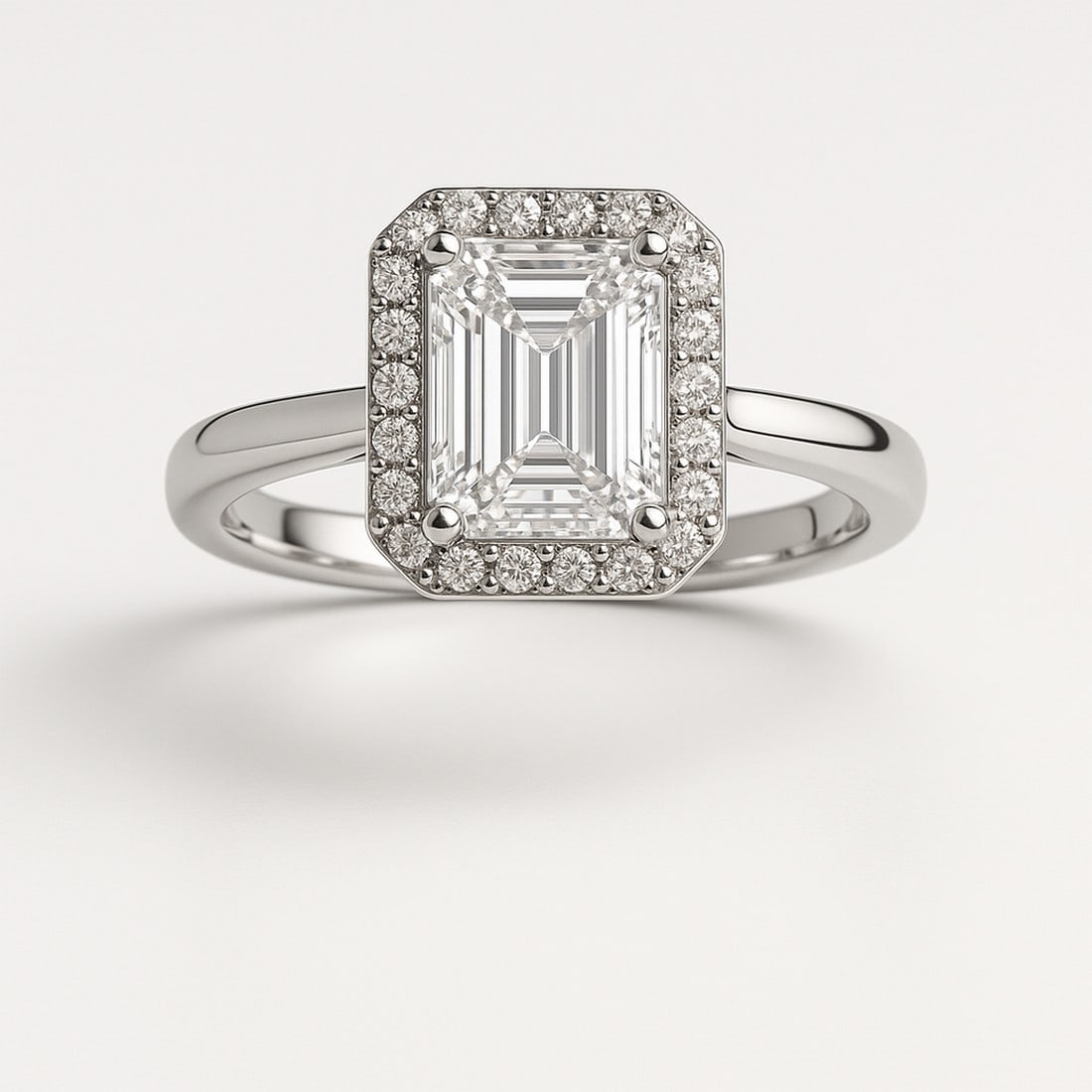 7 CT Emerald-Cut lab-grown diamond Diamond Halo Engagement Ring in 14K White Gold - 2
