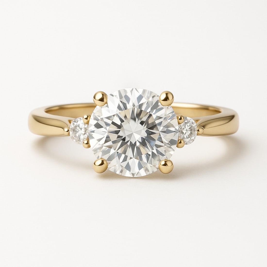 Lab-grown diamond 3 CT Round Solitaire Engagement Ring – 14K Yellow Gold - 2