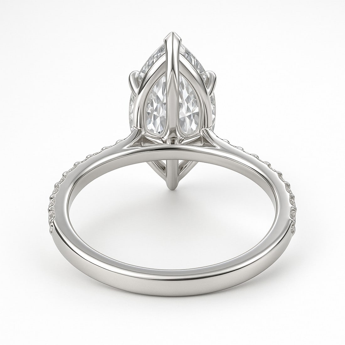 Lab-grown diamond 7 CT Marquise Cut Halo Engagement Ring – 14K White Gold - 2