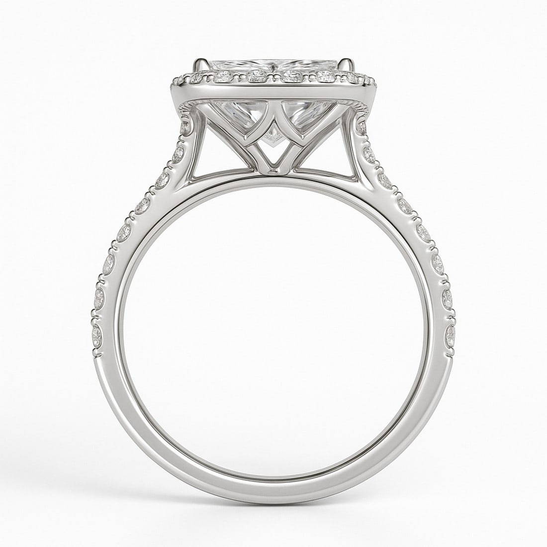 Lab-grown diamond 5 CT Princess Cut Halo Engagement Ring – 14K White Gold - 2