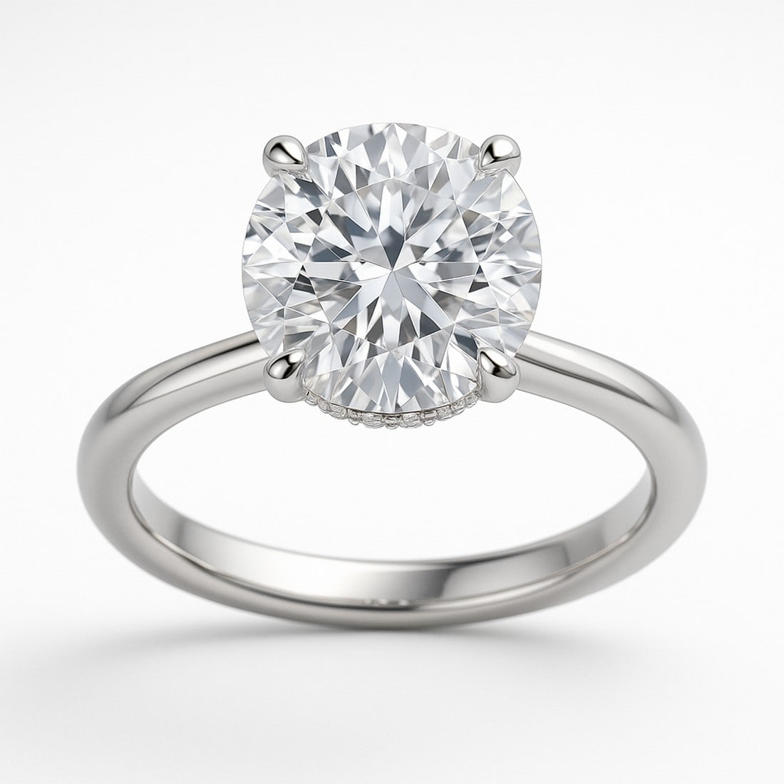 Lab-grown diamond 3 CT Round Solitaire Engagement Ring – 14K White Gold - 2