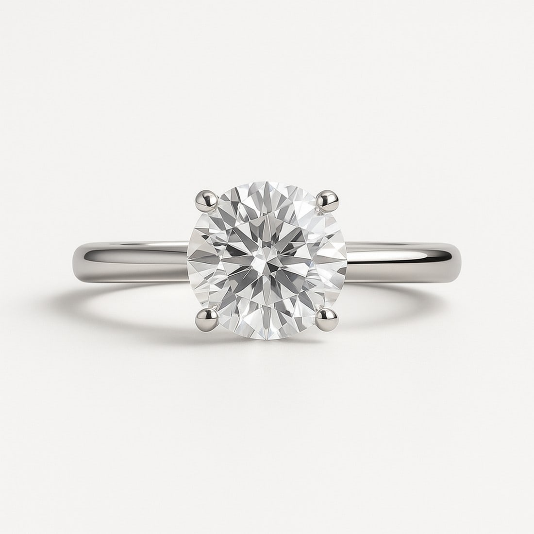 Lab-grown diamond 4 CT Round Cut Solitaire Engagement Ring – 14K White Gold (1 of 2)