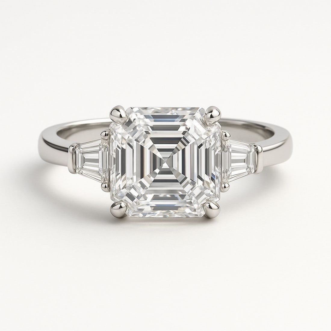 Lab-grown diamond 5.00 CT Asscher Three-Stone Diamond Ring (1 of 2)