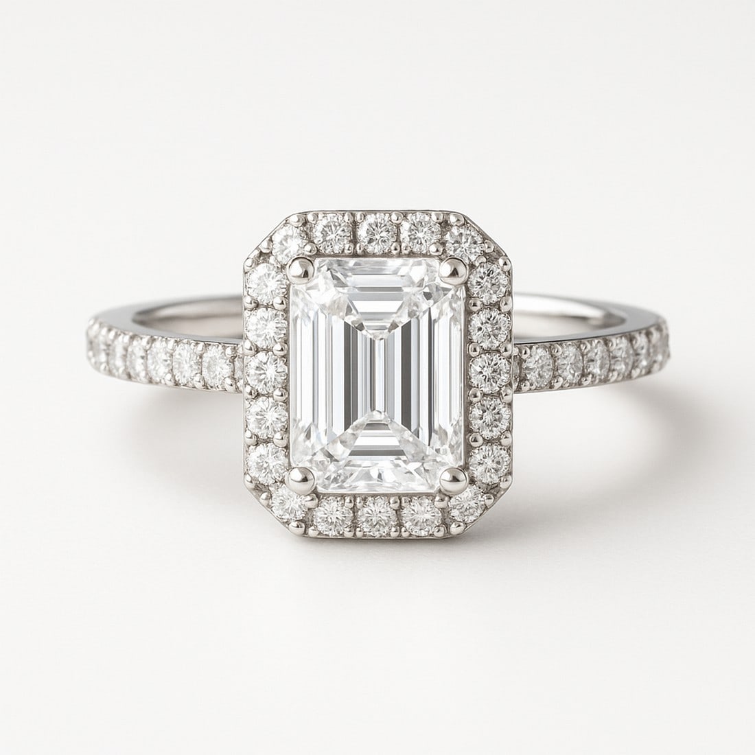 Lab-grown diamond 7.00 CT Emerald Halo Diamond Ring - 2