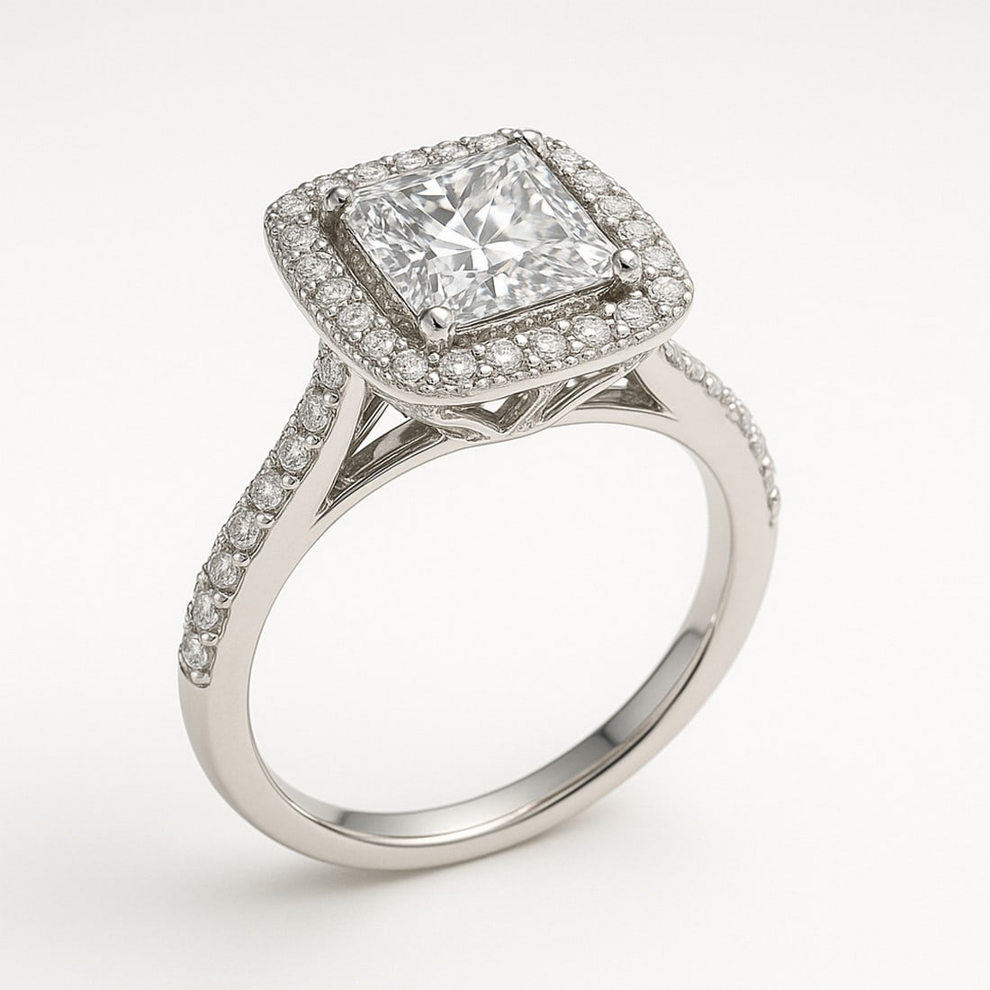 Lab-grown diamond 6.00 CT Princess Halo Diamond Ring - 2