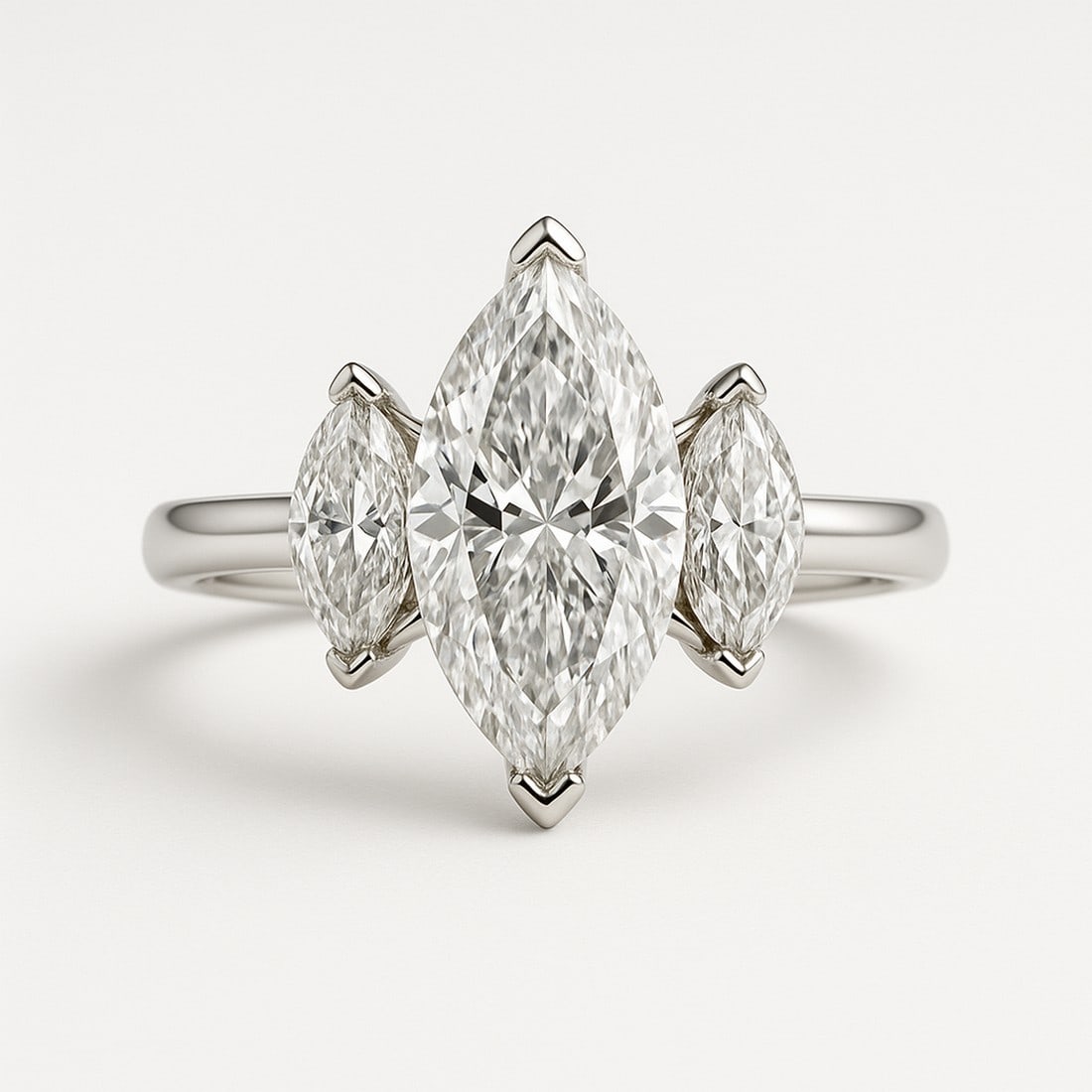 Lab-grown diamond 6.50 CT Marquise Three-Stone Diamond Ring - 2