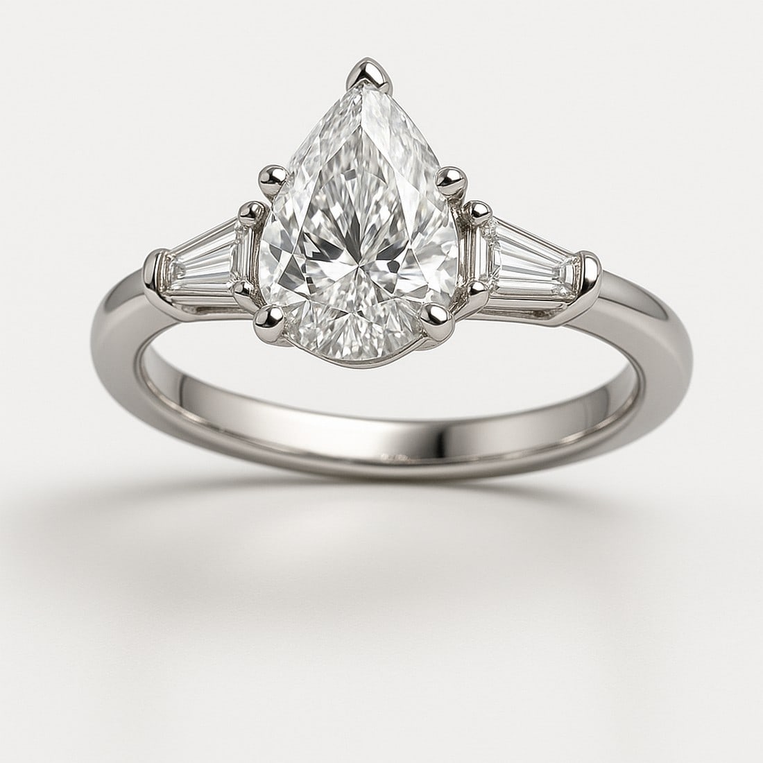 Lab-grown diamond 5.00 CT Pear Three-Stone Diamond Ring - 2