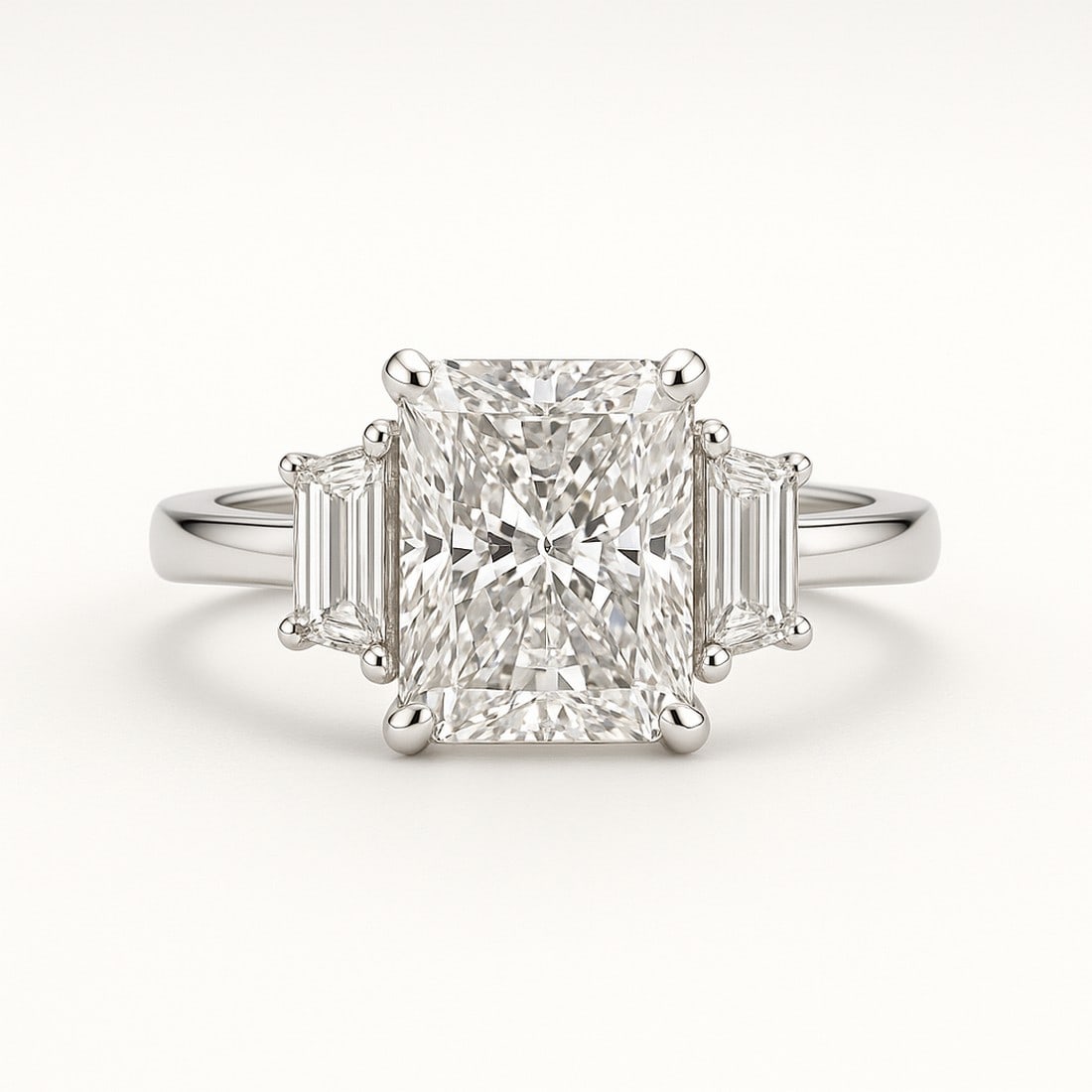 Lab-grown diamond 7.00 CT Radiant Three-Stone Diamond Ring (1 of 2)