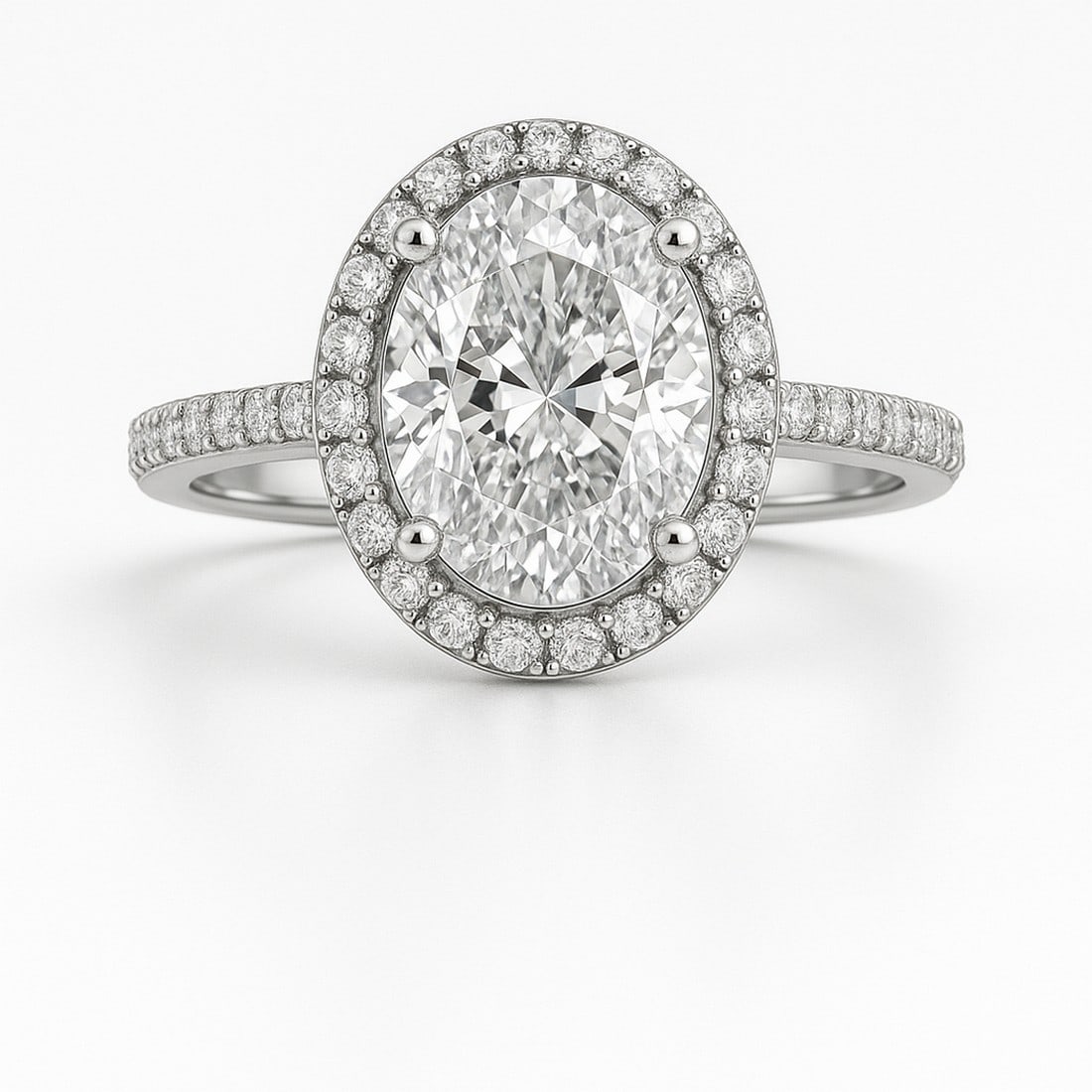 Lab-grown diamond 7.50 CT Oval Halo Diamond Ring: Title: lab-grown diamond 7.50 CT Oval Halo Diamond Ring Description: 7.5 CT Oval Halo lab-grown diamond Diamond, E–F Color, VVS1–VS1 Clarity Each lab-grown diamond diamond is ethically