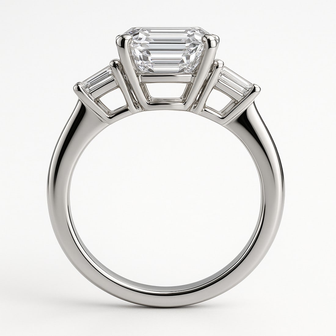 Lab-grown diamond 8.00 CT Emerald Three-Stone Diamond Ring - 2