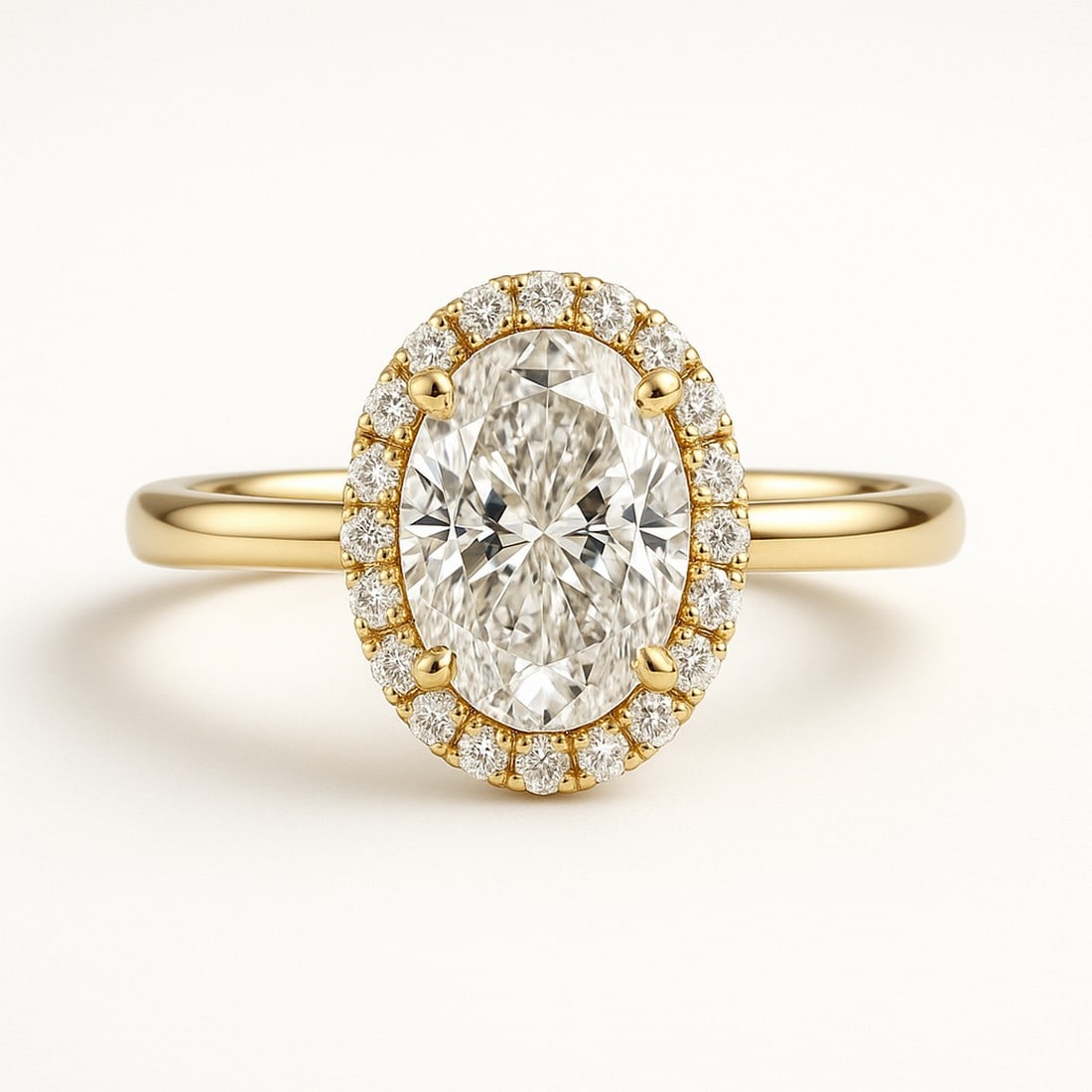 Lab-grown diamond 7.50 CT Gold Oval Halo Diamond Ring (1 of 2)
