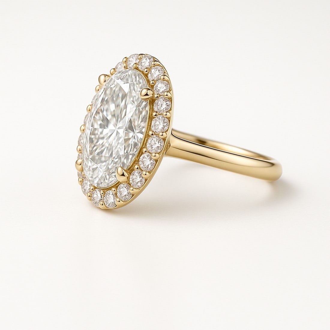 Lab-grown diamond 7.50 CT Gold Oval Halo Diamond Ring - 2