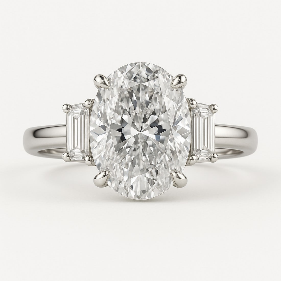 Lab-grown diamond 9.00 CT Oval Three-Stone Diamond Ring (1 of 2)