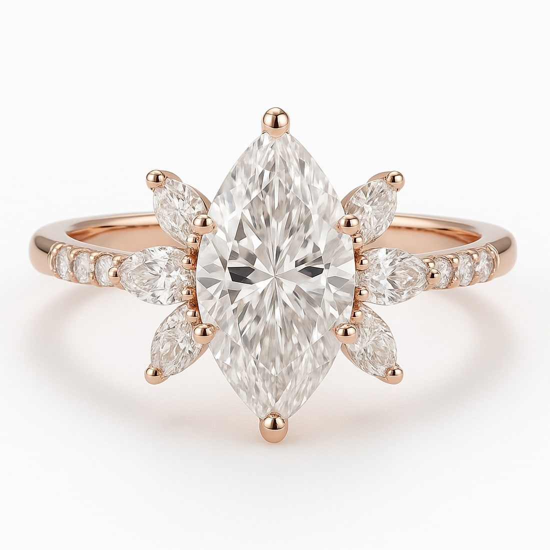 Lab-grown diamond 7.00 CT Marquise Diamond Cluster Ring (1 of 2)