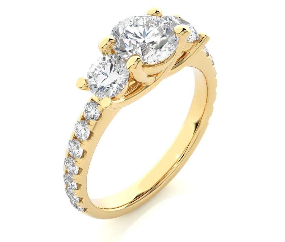 Lab-grown diamond 3.00 CT Round Pavé Band Diamond Ring - 2