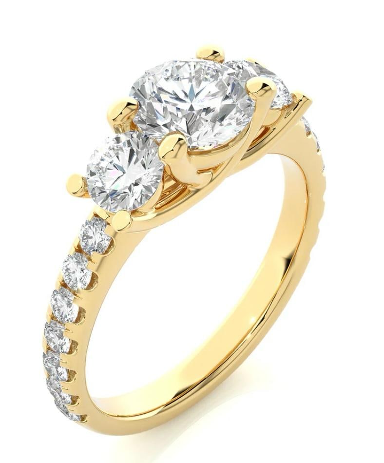 Lab-grown diamond 3.00 CT Round Pavé Band Diamond Ring - 3