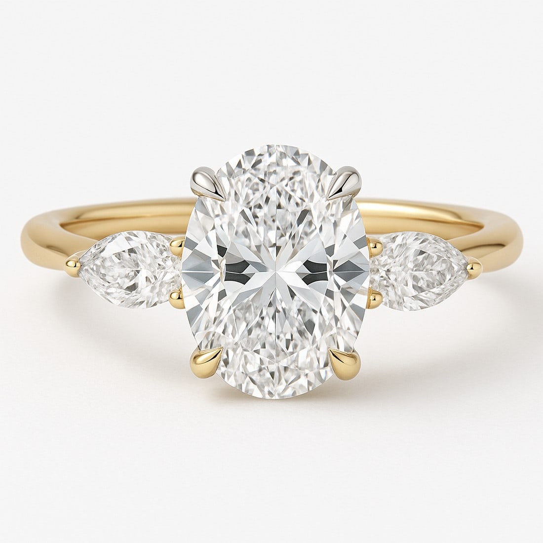 5.00 CT Oval Cut Three-Stone lab-grown diamond Diamond Ring in 14K Yellow Gold (1 of 2)