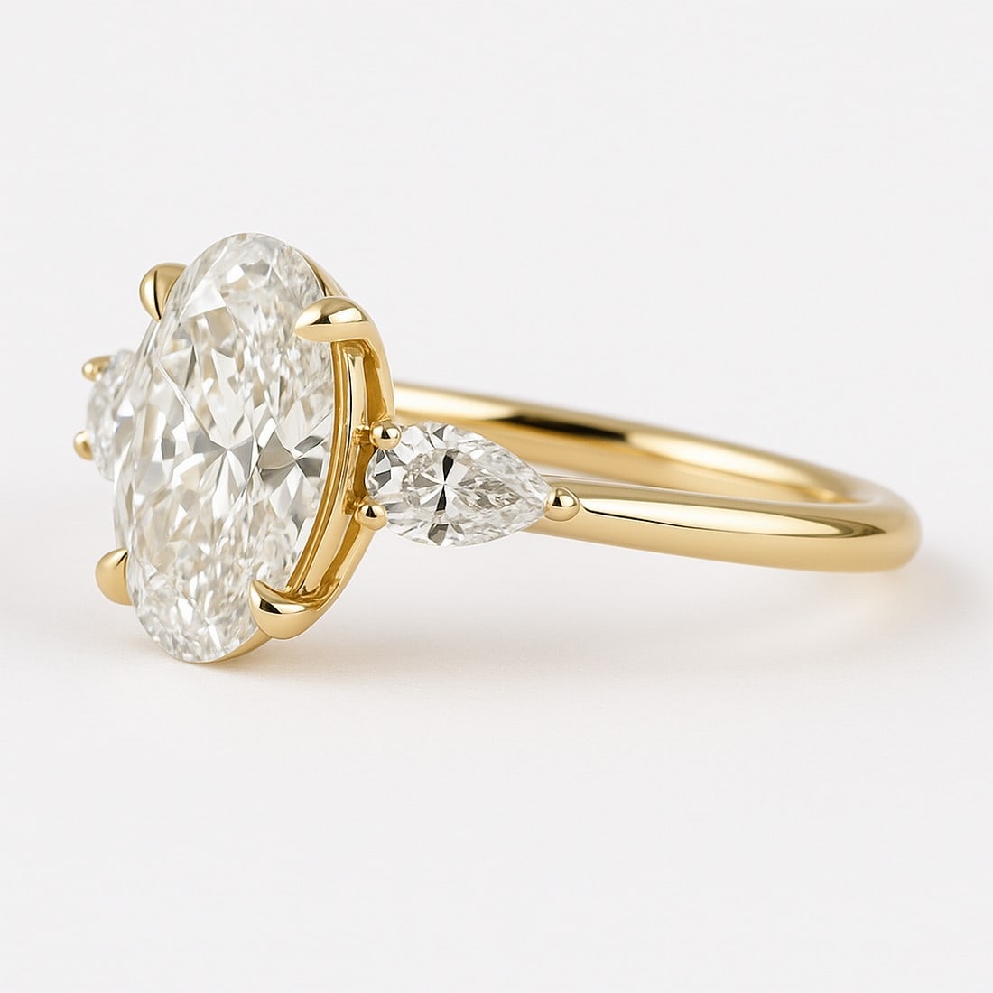 5.00 CT Oval Cut Three-Stone lab-grown diamond Diamond Ring in 14K Yellow Gold - 2