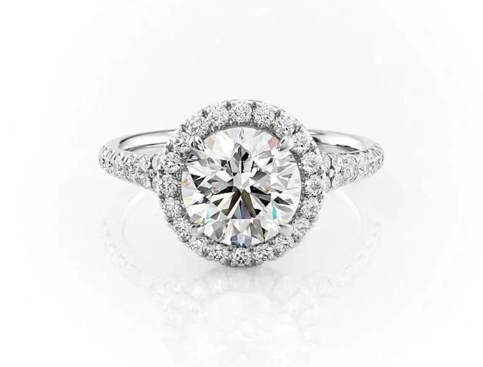 3.00 CT Round-Cut lab-grown diamond Diamond Halo Ring in 14K White Gold (1 of 2)