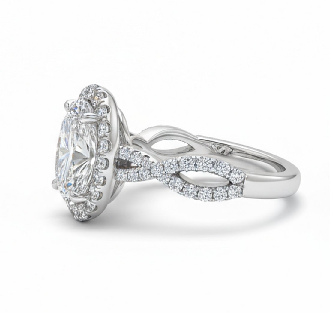 5.00 CT Oval lab-grown diamond Diamond Halo Engagement Ring - 3