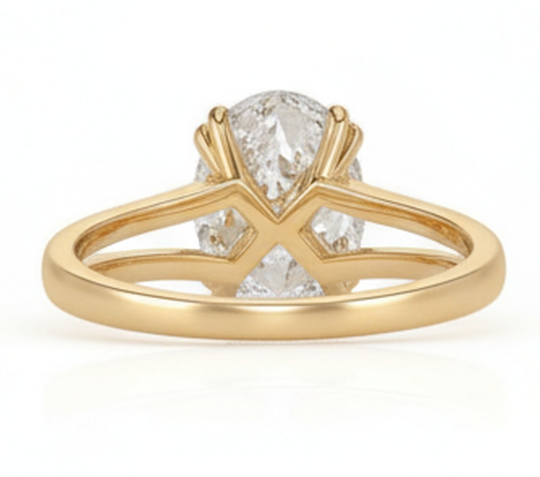 7.00 CT Oval lab-grown diamond Diamond Split-Shank Engagement Ring in 14K Yellow Gold - 2