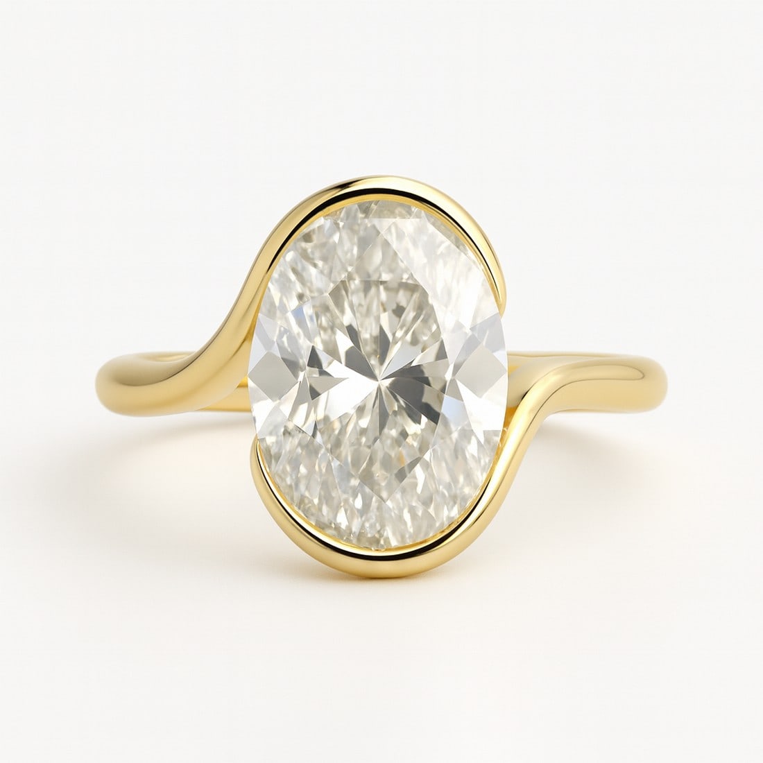 5.00 CT Cushion lab-grown diamond Diamond Modern Bezel Engagement Ring in 14K Yellow Gold (1 of 2)