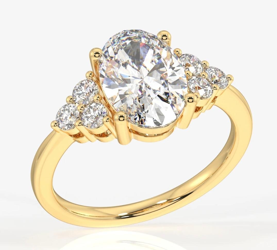 Lab-grown diamond 4.00 CT Marquise-Cut Diamond Halo Engagement Ring in 14K Yellow Gold - 2