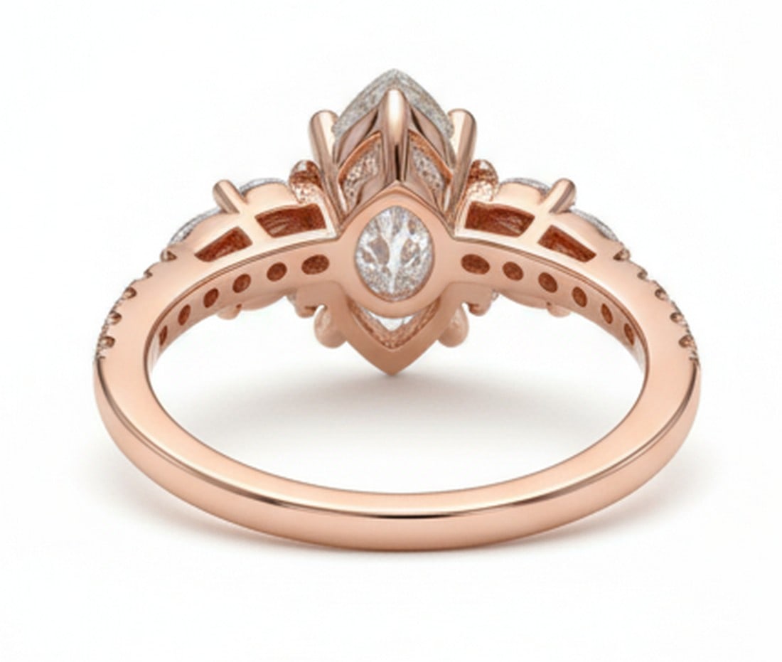 Lab-grown diamond 7.00 CT Pear-Shaped Diamond Hidden-Halo Ring in 14K Rose Gold - 3