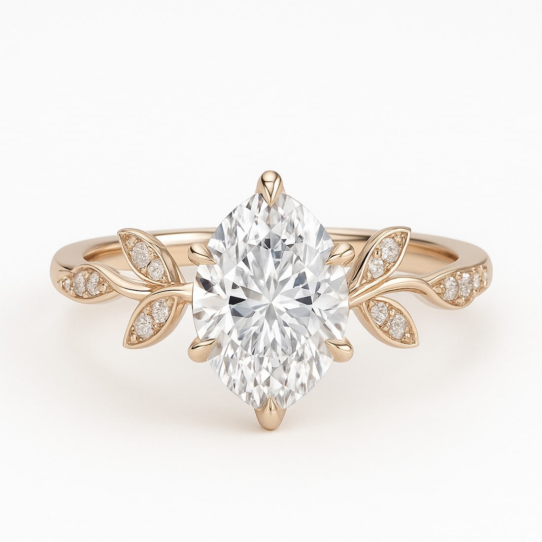 Lab-grown diamond 6.00 CT Marquise-Cut Diamond Cathedral-Style Ring in 14K Yellow Gold (1 of 2)