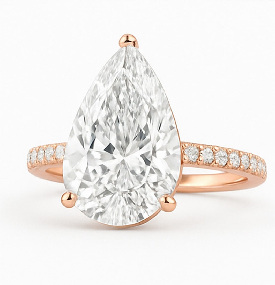 Lab-grown diamond 8.00 CT Round Brilliant-Cut Diamond Double Halo Ring in 14K Rose Gold - 2