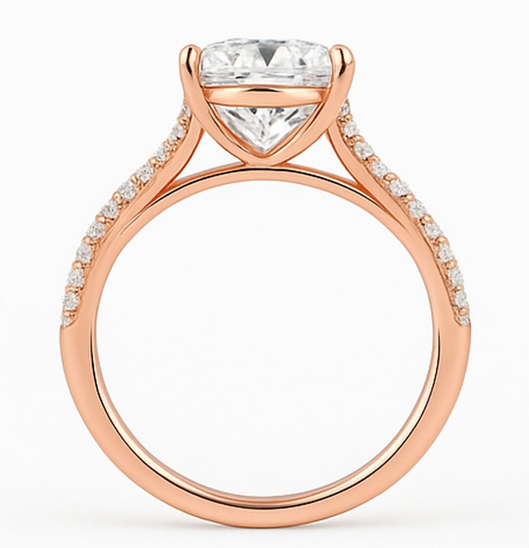 Lab-grown diamond 8.00 CT Round Brilliant-Cut Diamond Double Halo Ring in 14K Rose Gold - 3